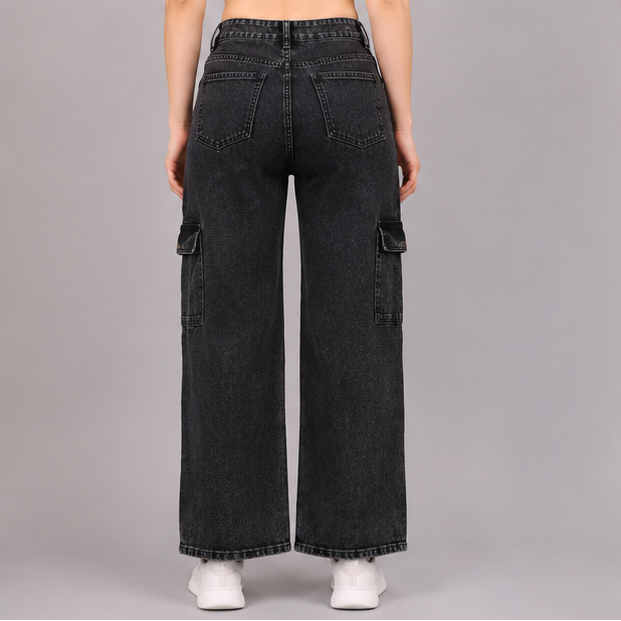 Women's Black Straight Fit Stretchable Denim Jeans | Mid Rise Six Pocket Jeans