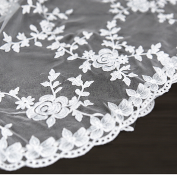 Women's White Embroidered Net Dupatta | Floral Party Wear Khadi Dupatta