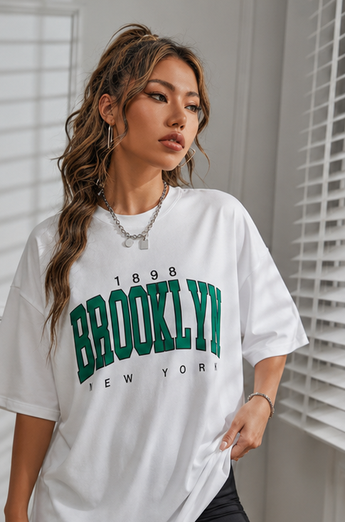 Women's Oversized Printed Cotton T-Shirt | Trendy 3/4 Sleeve Casual Tee