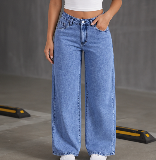Women's Sky Blue Straight Fit Cotton Jeans | High Rise Light Wash Casual Denim
