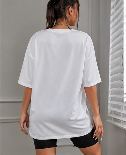 Women's Oversized Printed Cotton T-Shirt | Trendy 3/4 Sleeve Casual Tee