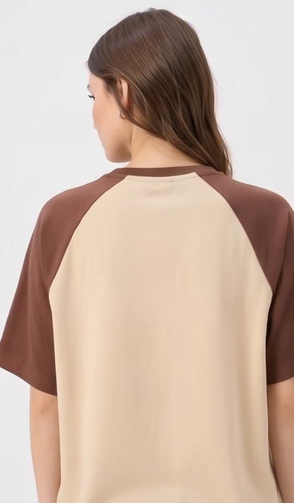 Women's Beige Typography Printed Cotton T-Shirt | Casual Round Neck Top